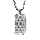Stainless Steel Simulated Diamond Dog Tag on 22 2.5mm Stainless Steel Rounded Box Link Chain